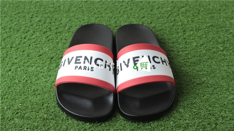 Givenchy Logo Rubber Slides White Red